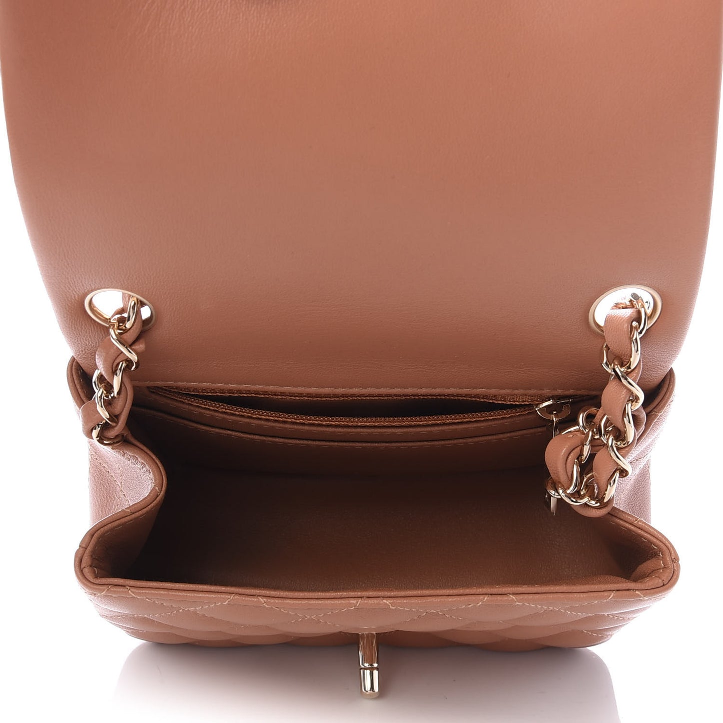Lambskin Quilted Mini Square Flap Brown