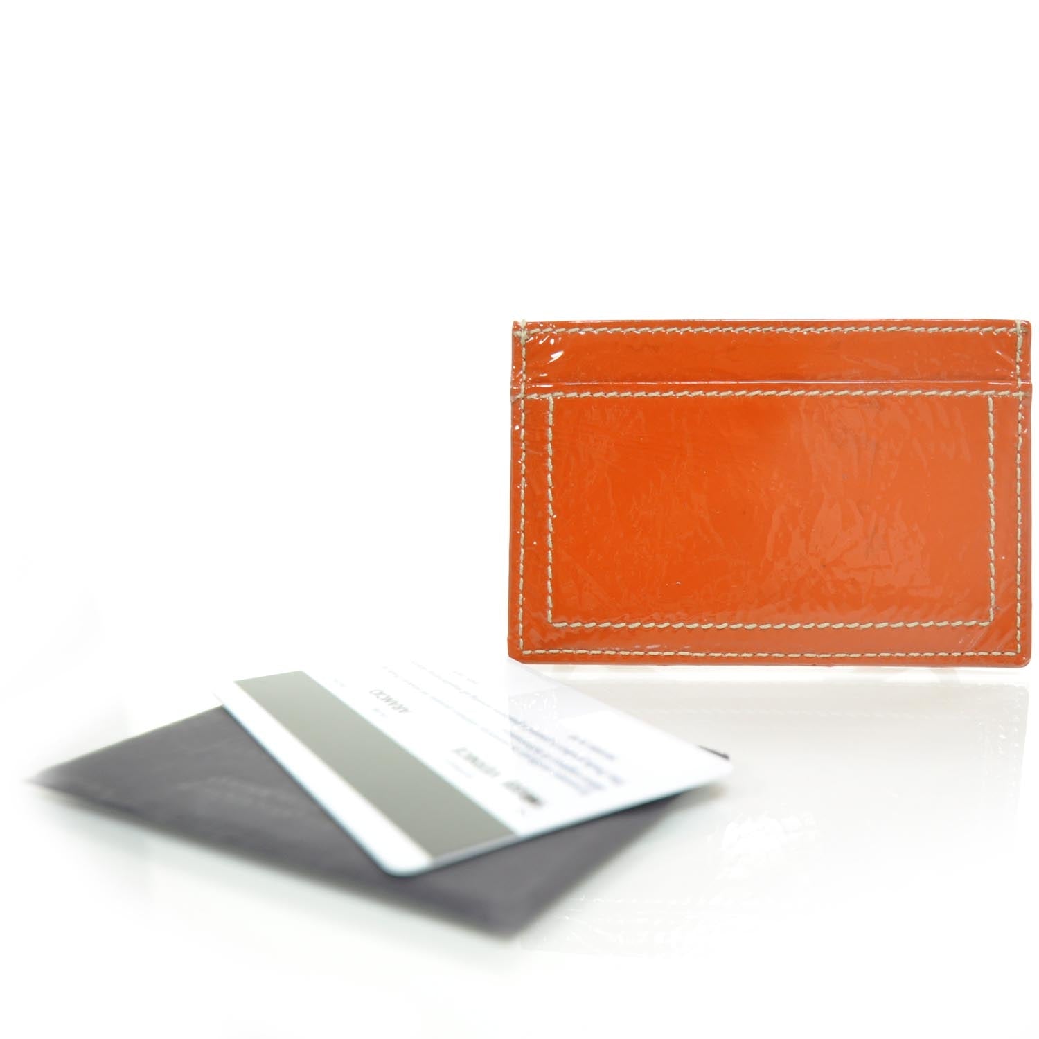 Prada Vernice Card Holder Case Orange 2 of 8