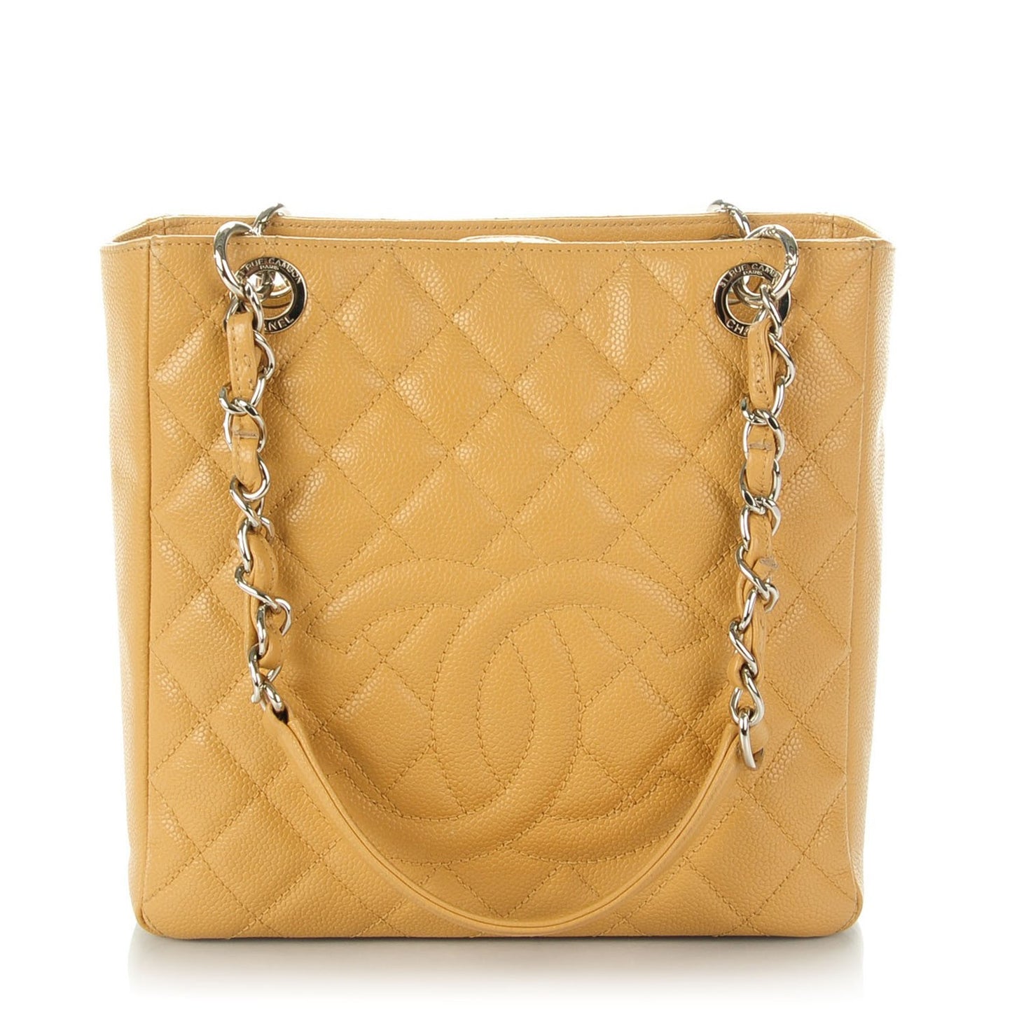 Caviar Quilted Petit Shopping Tote PST Beige