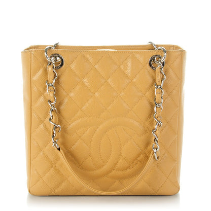 Chanel Caviar Quilted Petit Shopping Tote PST Beige 1 of 7