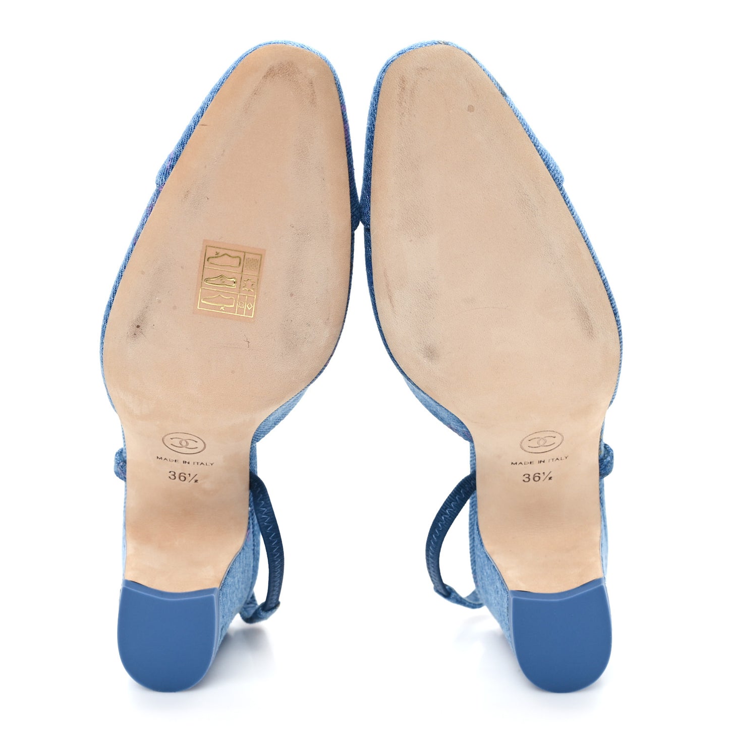 Denim Printed Mood Cap Toe CC Slingback Pumps 36.5 Light Blue Multicolor