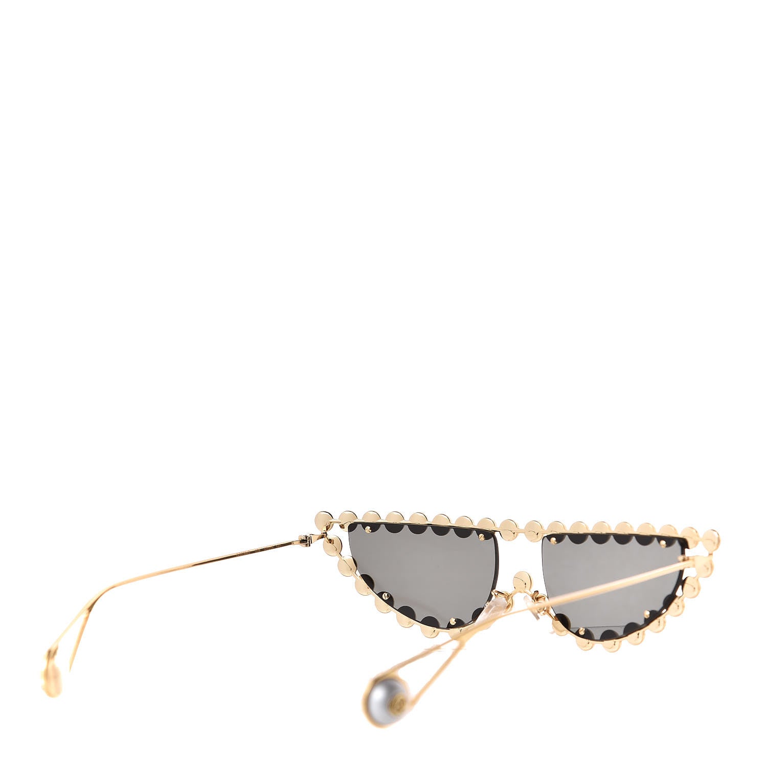 Gucci Metal Pearl Cat Eye Sunglasses GG0364S Gold 4 of 6