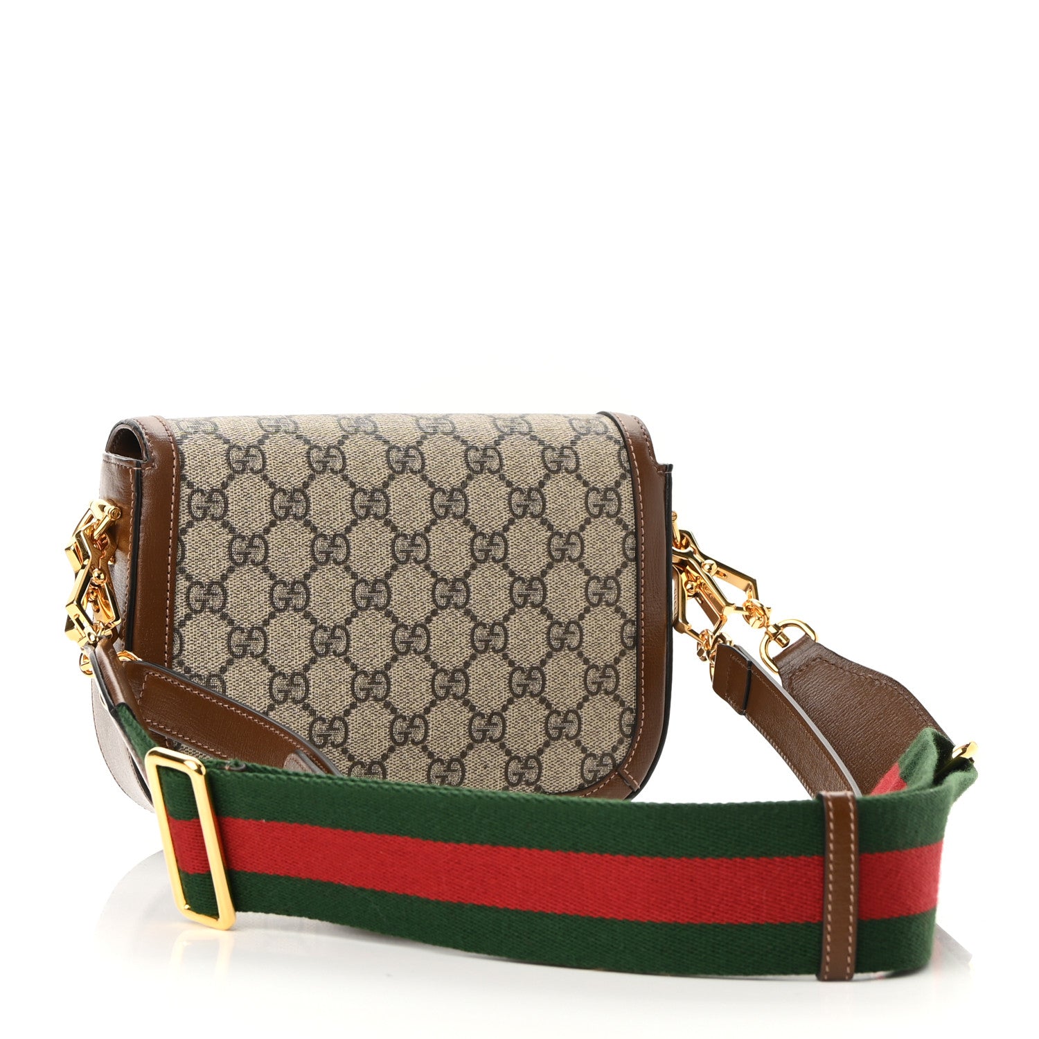 Gucci GG Supreme Monogram Web Mini Horsebit 1955 Shoulder Bag Beige Brown Sugar 3 of 11