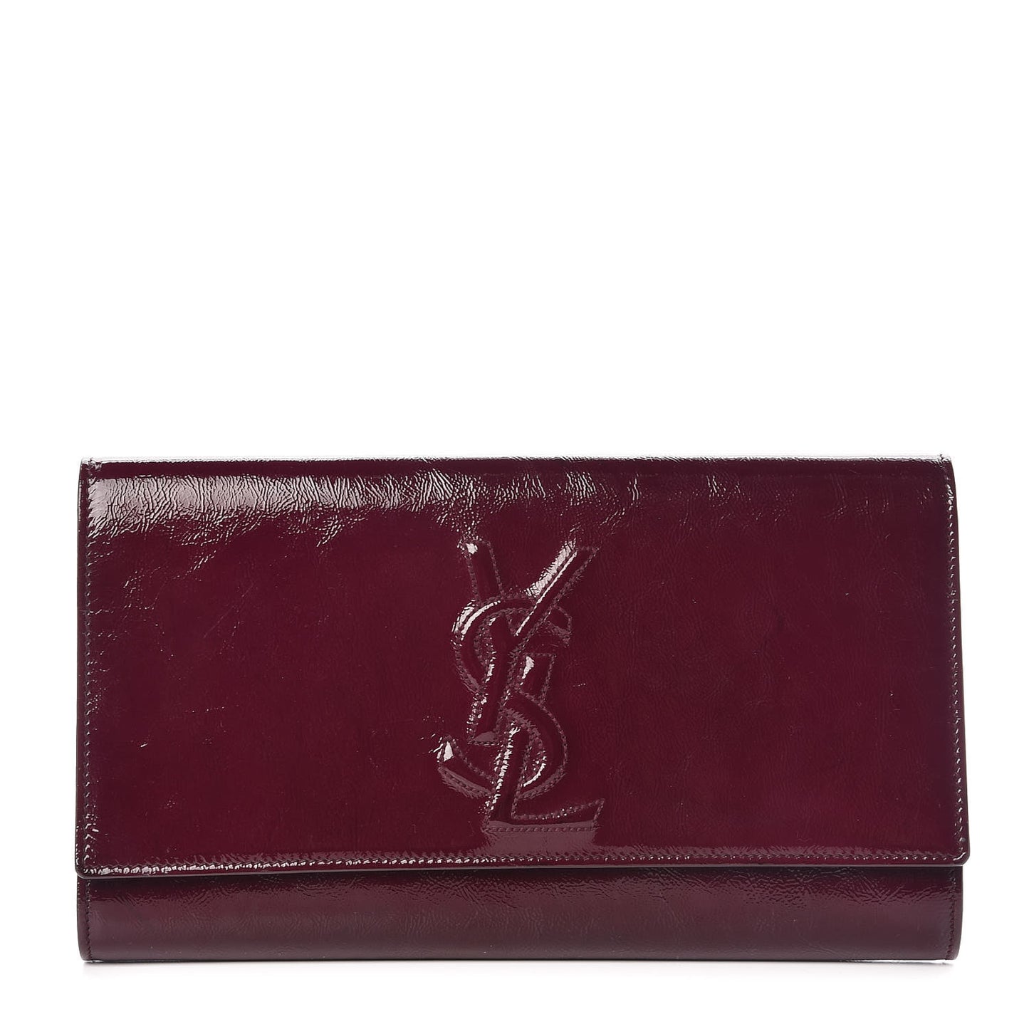 Textured Patent Monogram Large Belle De Jour Clutch Burgundy