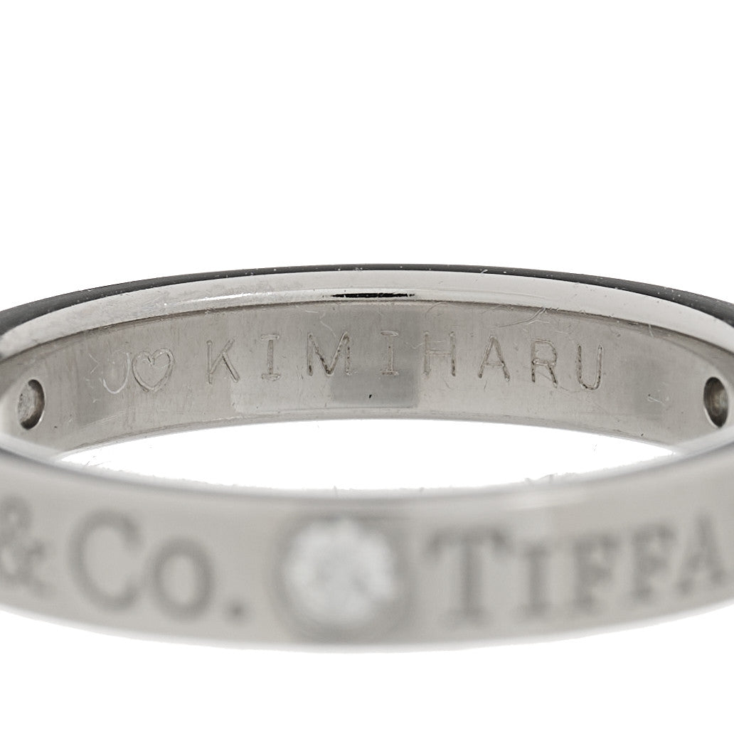 Platinum Diamond Logo Band Ring 47 4.25