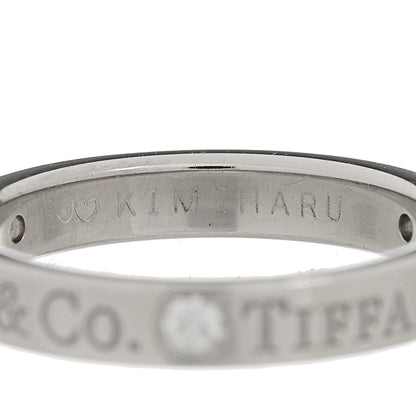 Tiffany Platinum Diamond Logo Band Ring 47 4.25 5 of 8