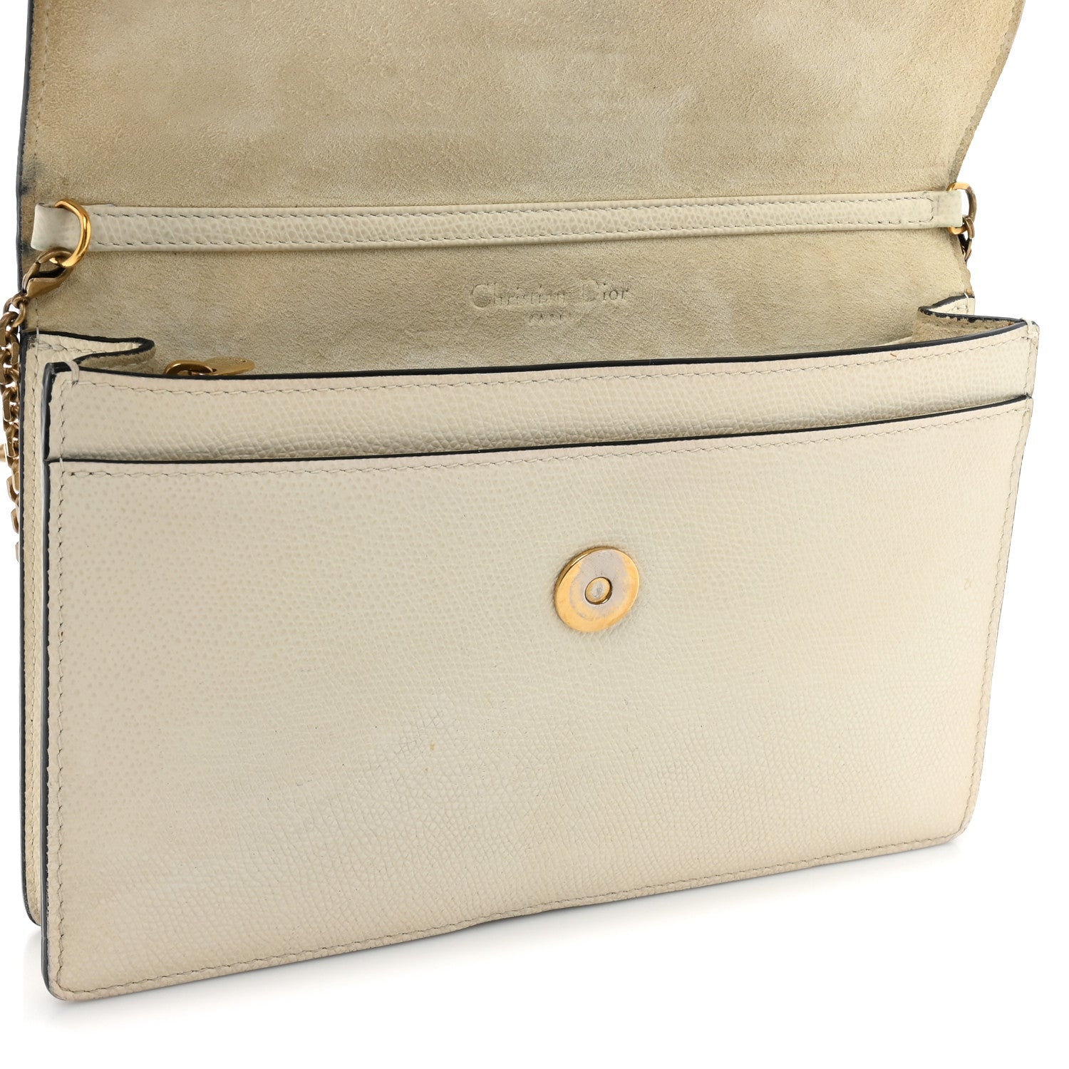 Christian Dior Grained Calfskin Saddle Chain Pouch Off White 16 of 22