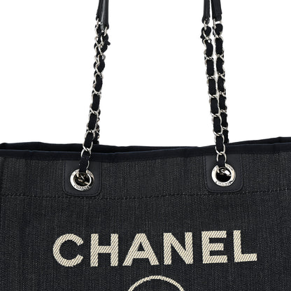 Chanel Denim Small Deauville Tote Dark Blue White 8 of 12