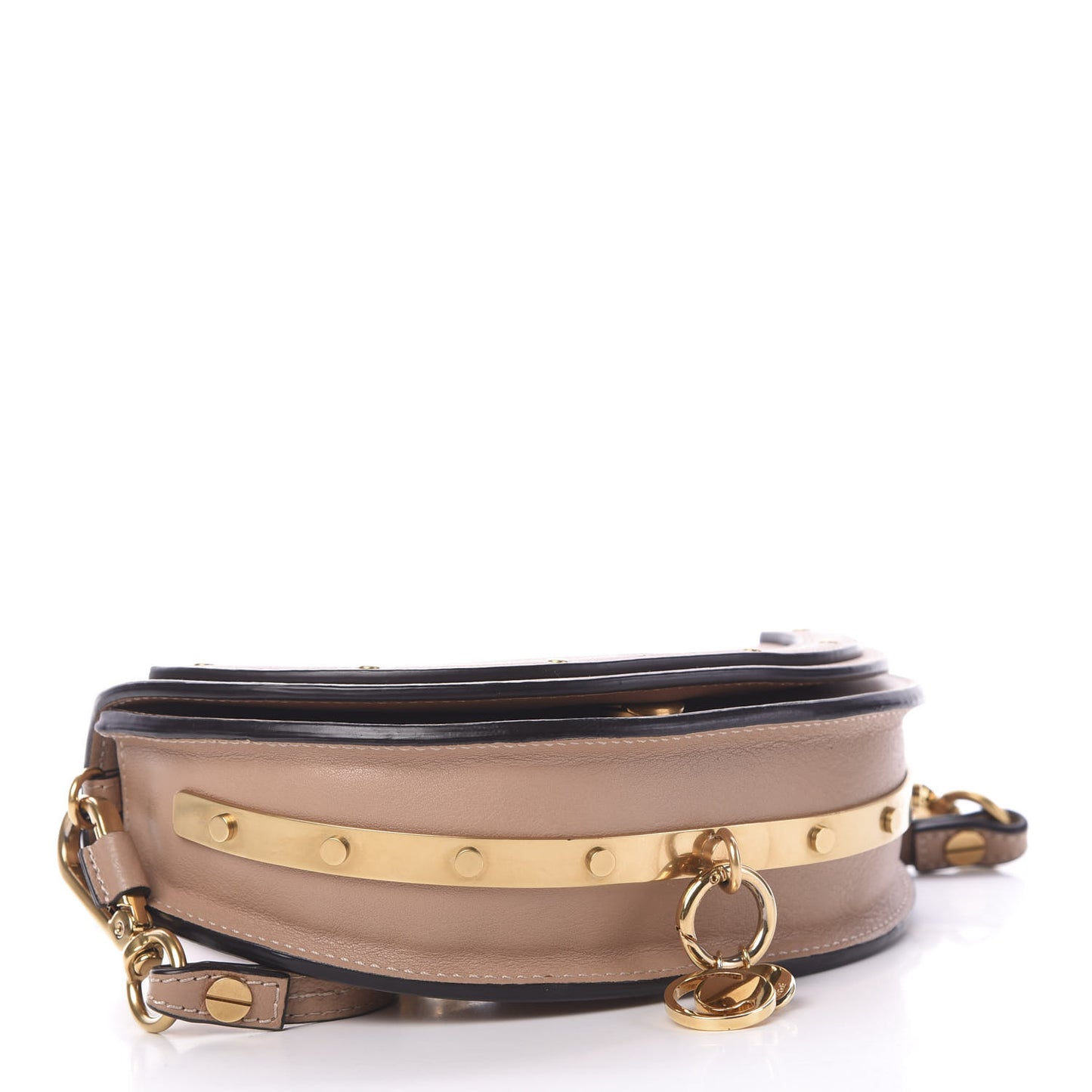 Calfskin Small Nile Bracelet Minaudiere Bag Brown