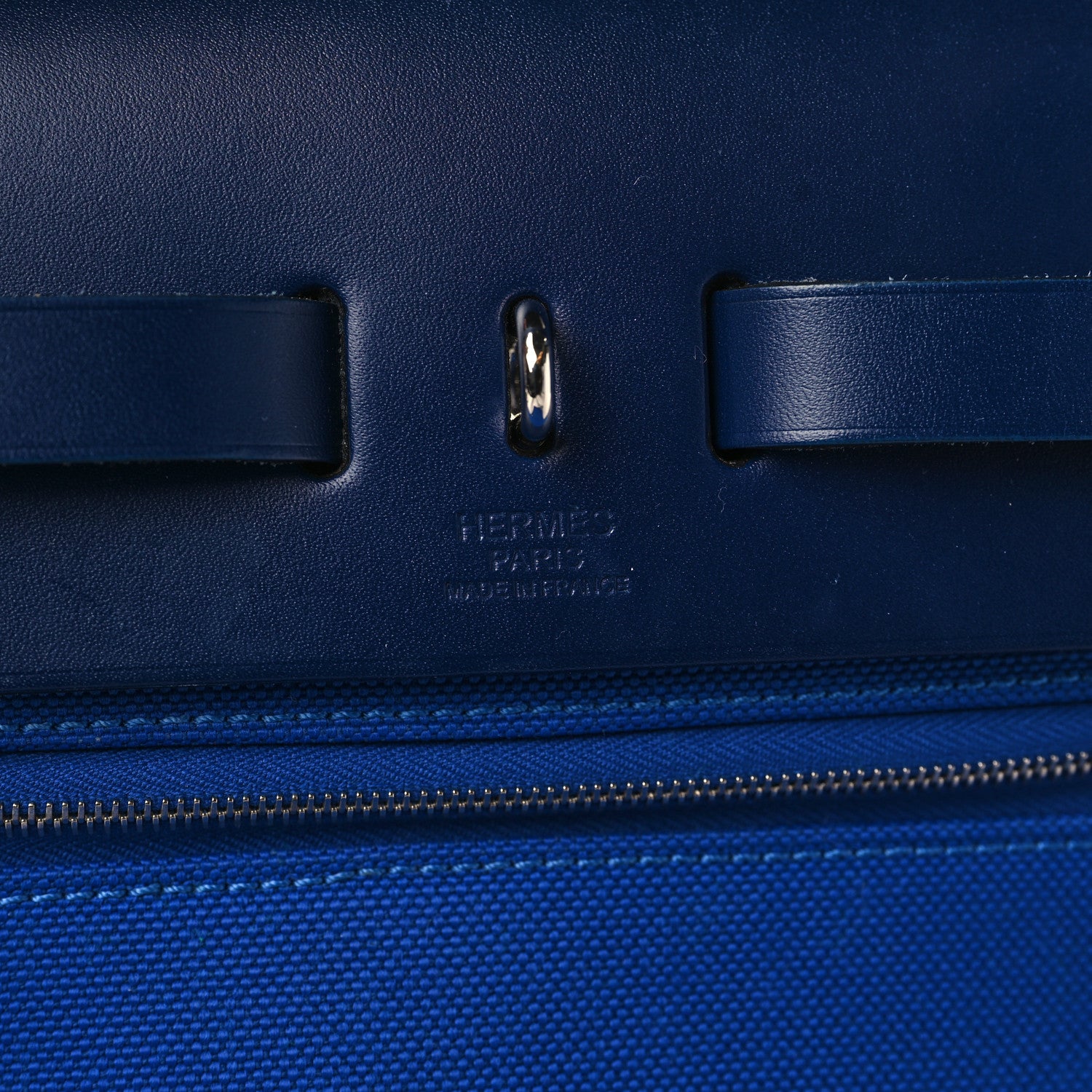 Hermes Toile Militaire Vache Hunter Herbag Zip Retourne 31 PM Bleu Electrique Bleu Saphir 7 of 13