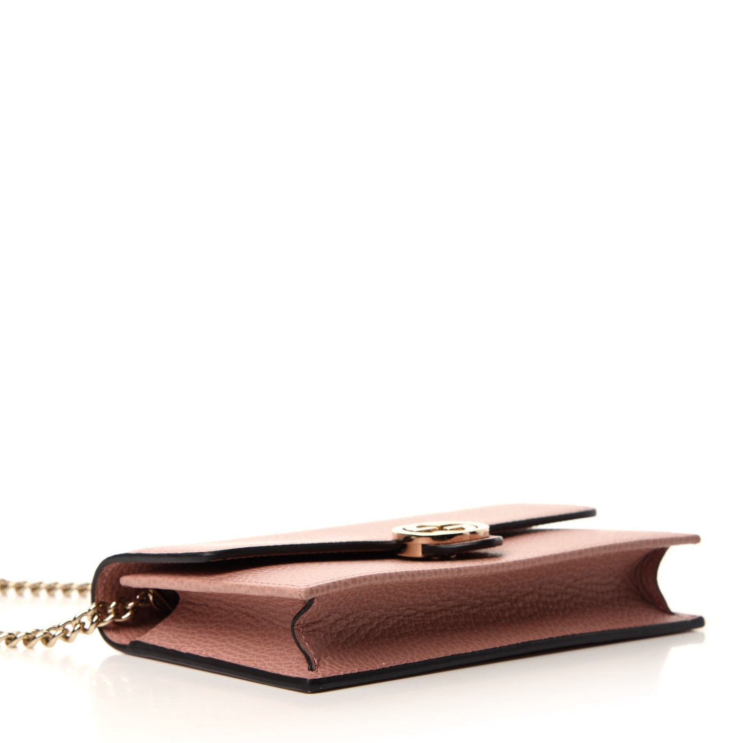 Dollar Calfskin Interlocking G Chain Wallet Soft Pink