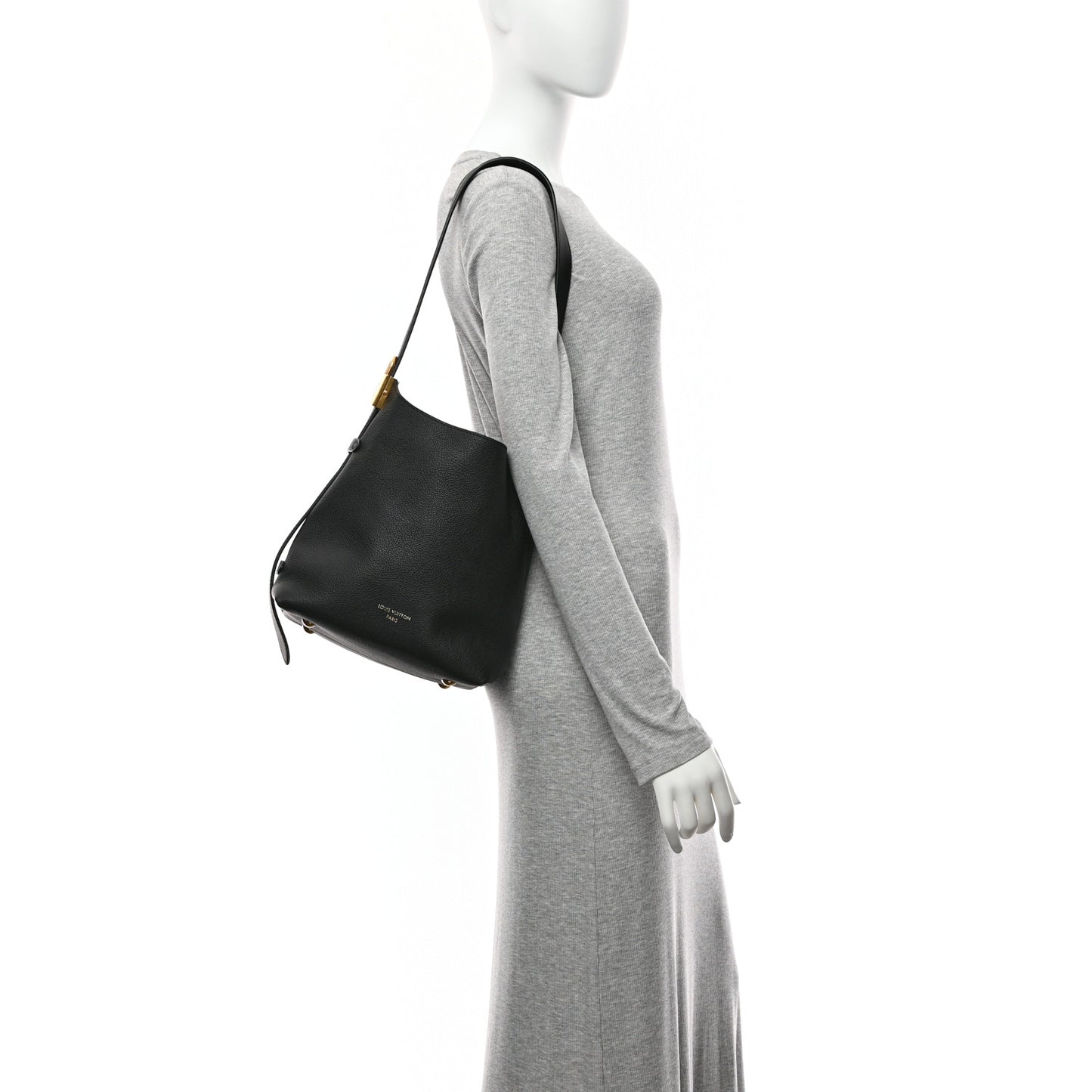 Grained Calfskin Low Key Hobo PM Black