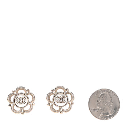 Chanel Pearl Crystal CC Earrings Gold 2 of 4
