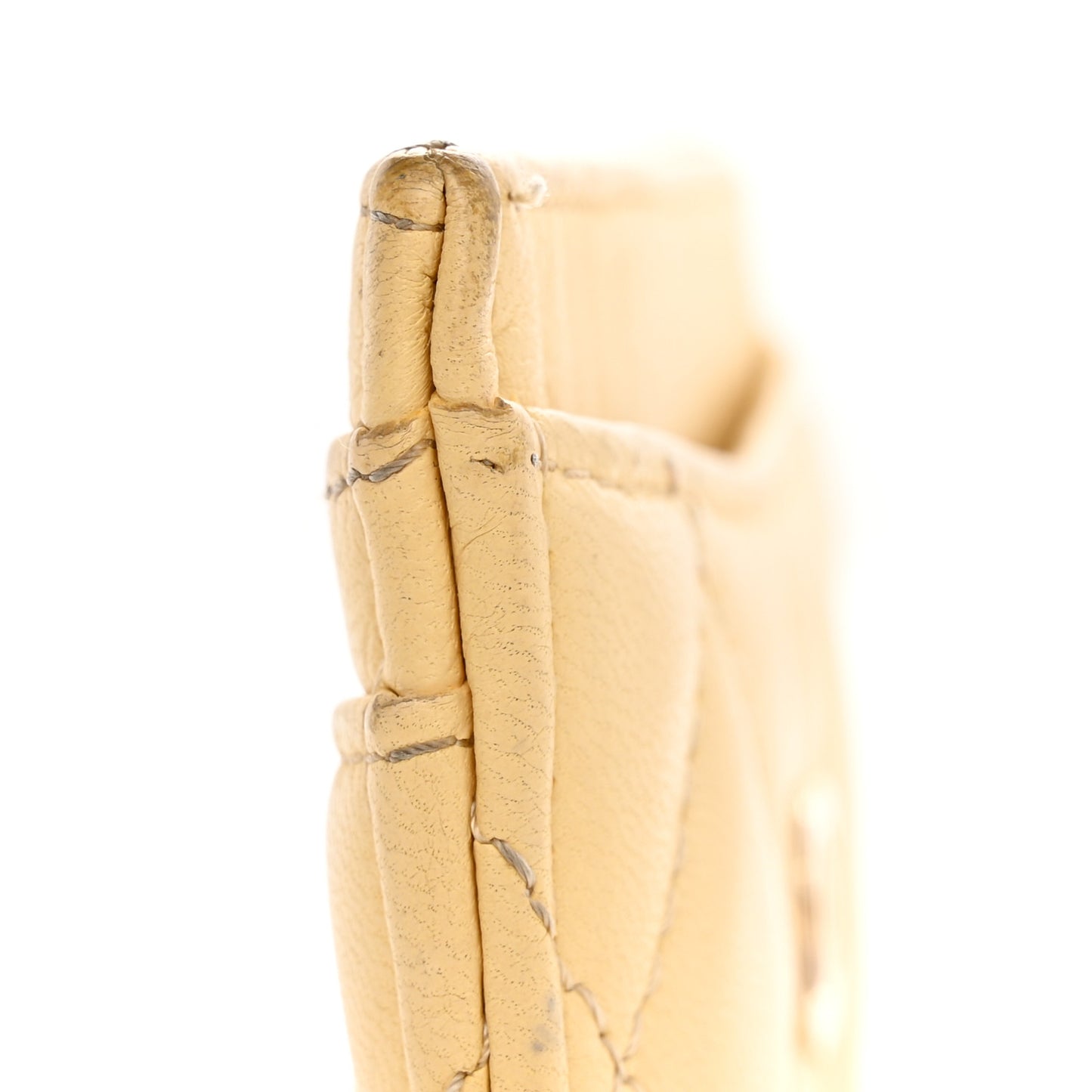 Lambskin Quilted Card Holder Yellow