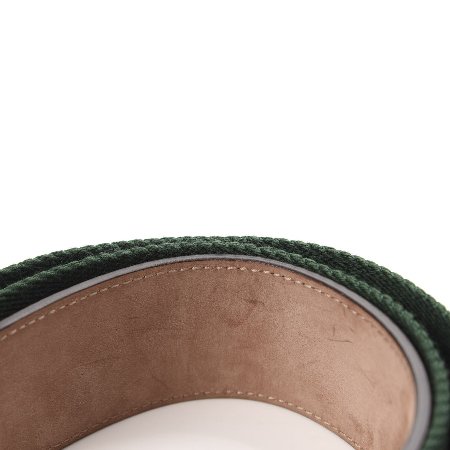 Gucci Nylon Calfskin Double G Web 40mm Belt 85 34 Green Red Cuir 4 of 7
