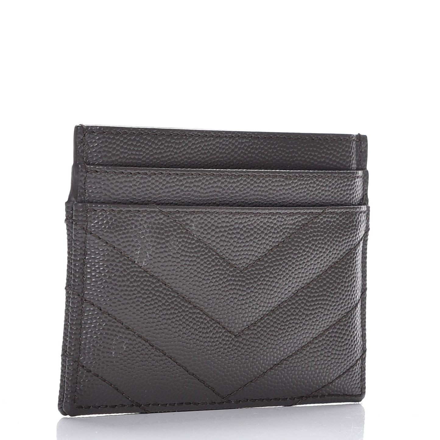 Grain De Poudre Matelasse Chevron Monogram Credit Card Case Earth