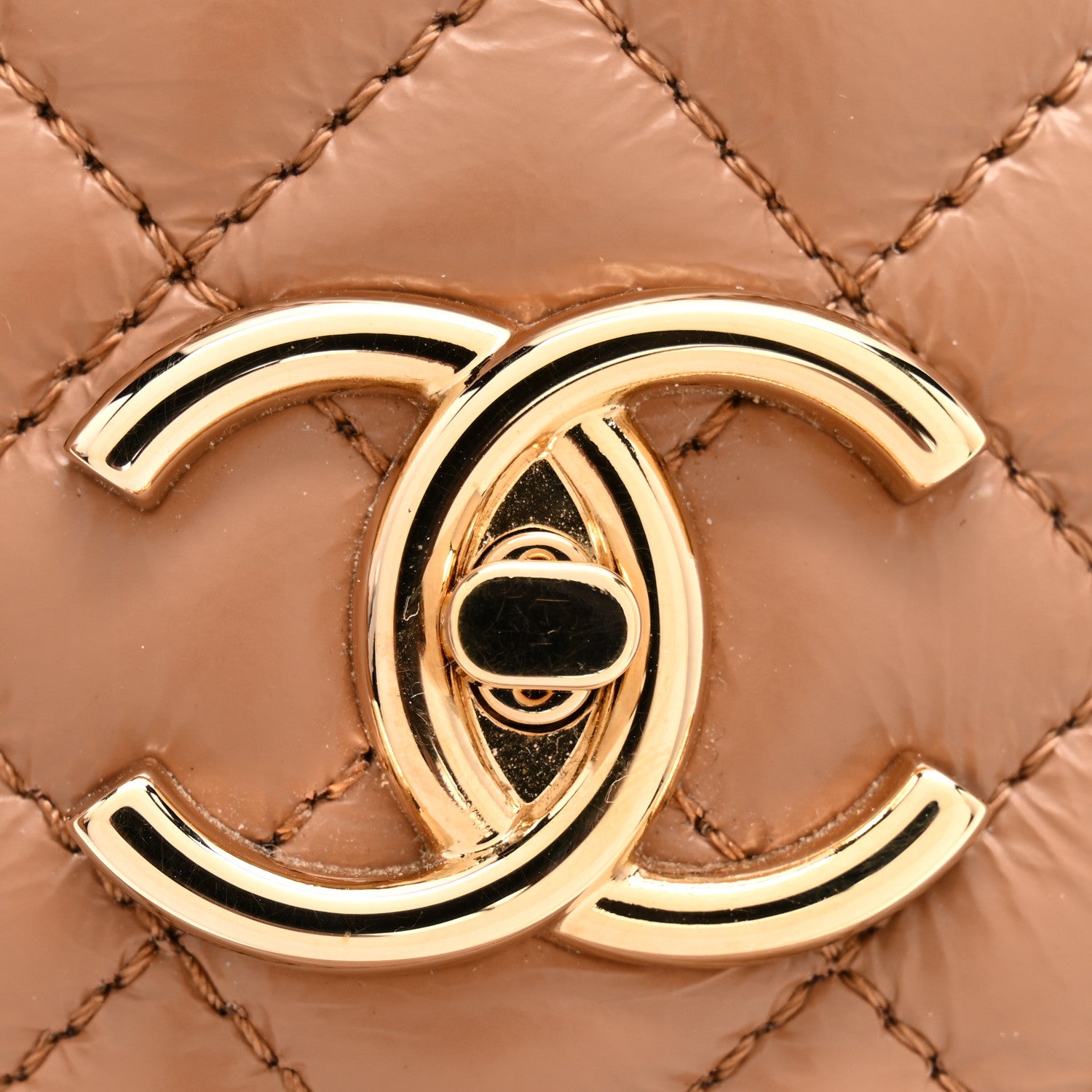 Chanel Crumpled Lambskin Quilted CC Turnlock Moccasins 37.5 Dark Beige 10 of 11