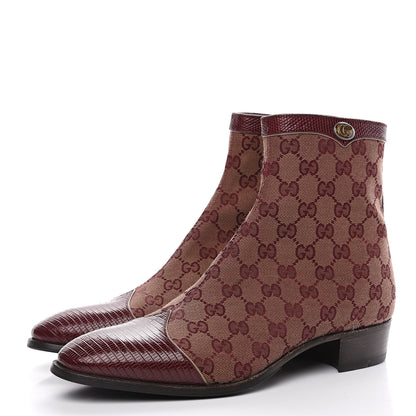 Gucci GG Monogram Lizard Mens GG Ankle Boots 8 Sahara Rubino Bright Bordeaux 3 of 8