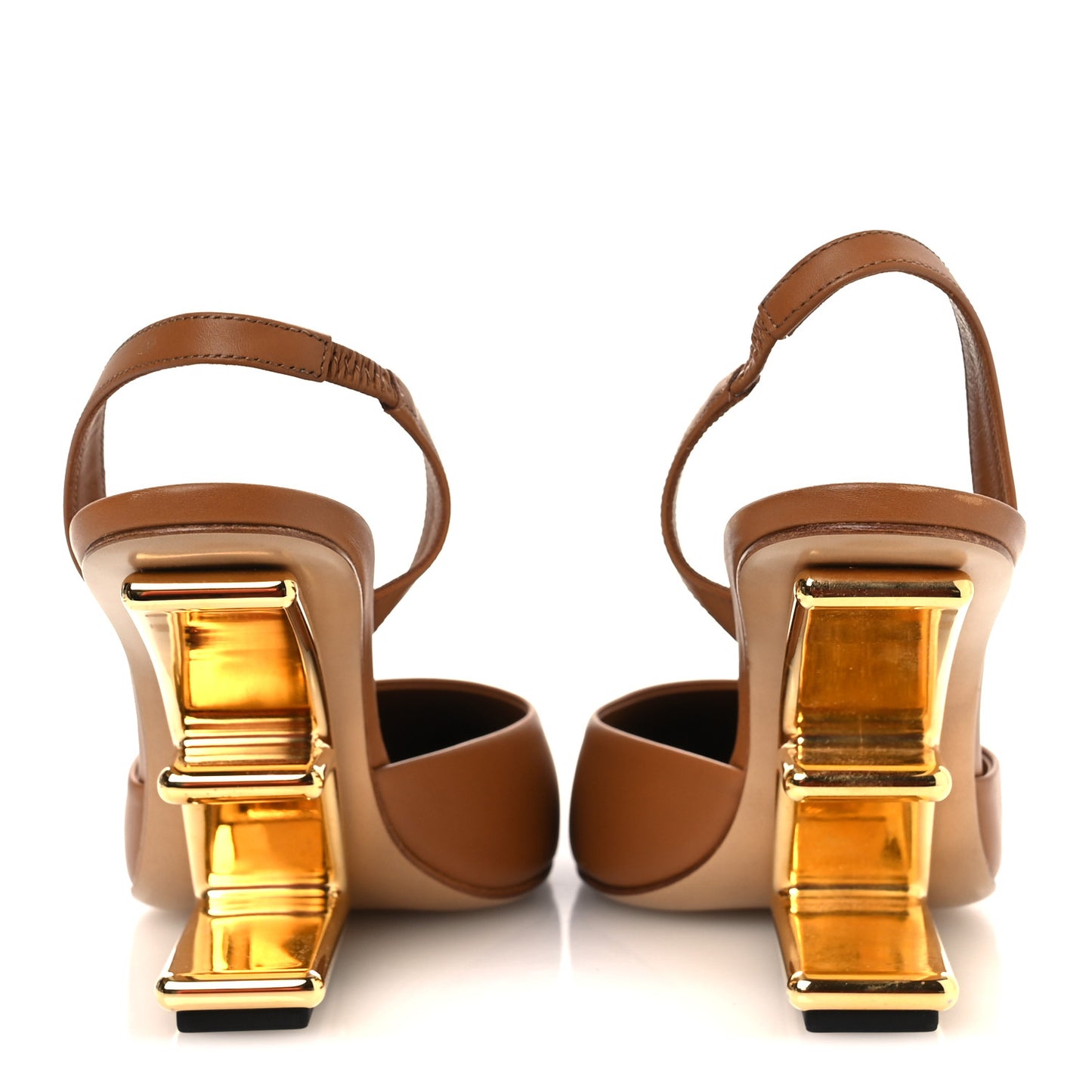 Vitello Fendi First 100mm Slingback Pumps 38.5 Caramello