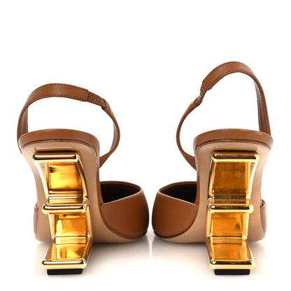 Fendi Vitello Fendi First 100mm Slingback Pumps 38.5 Caramello 6 of 12