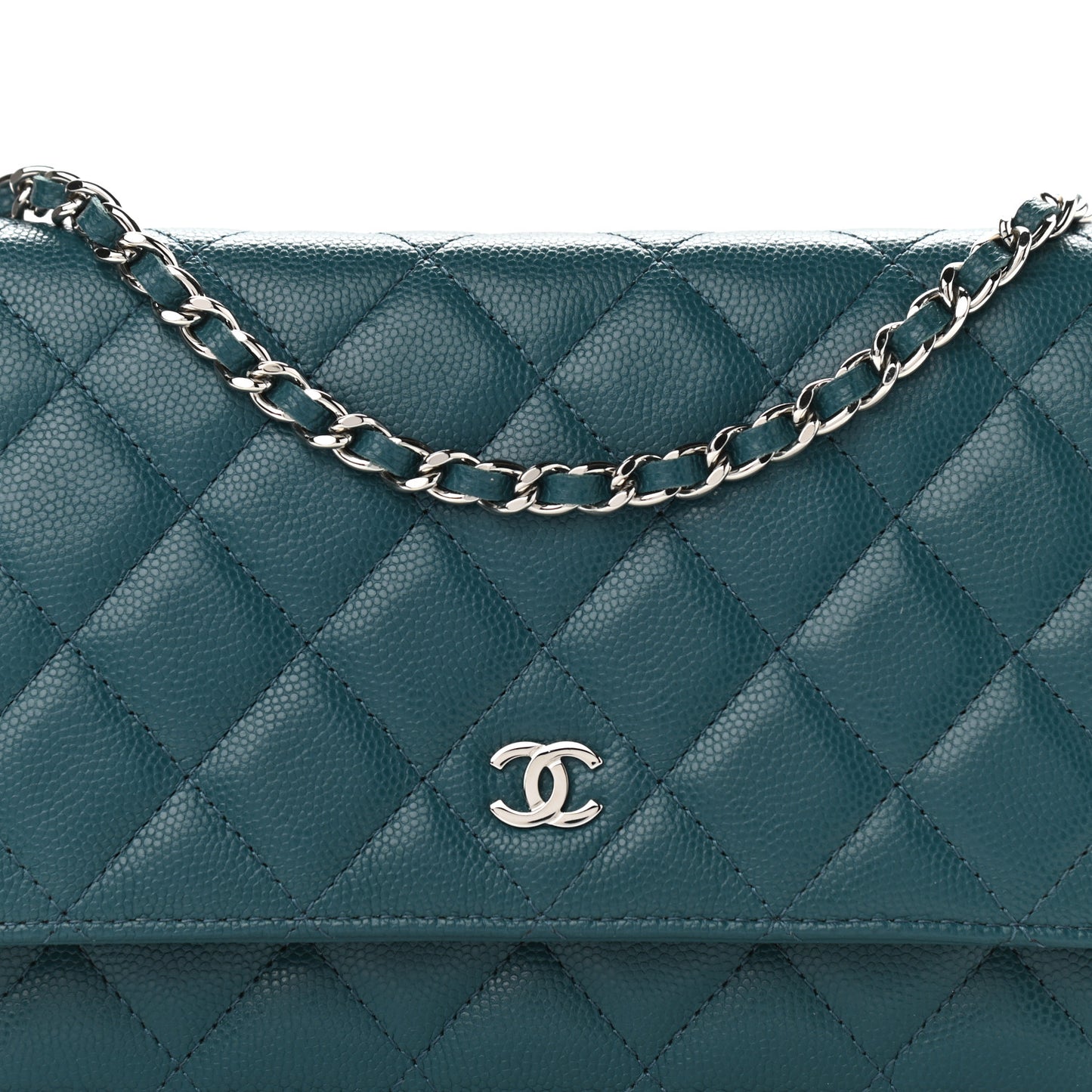 Caviar Quilted Wallet On Chain WOC Turquoise