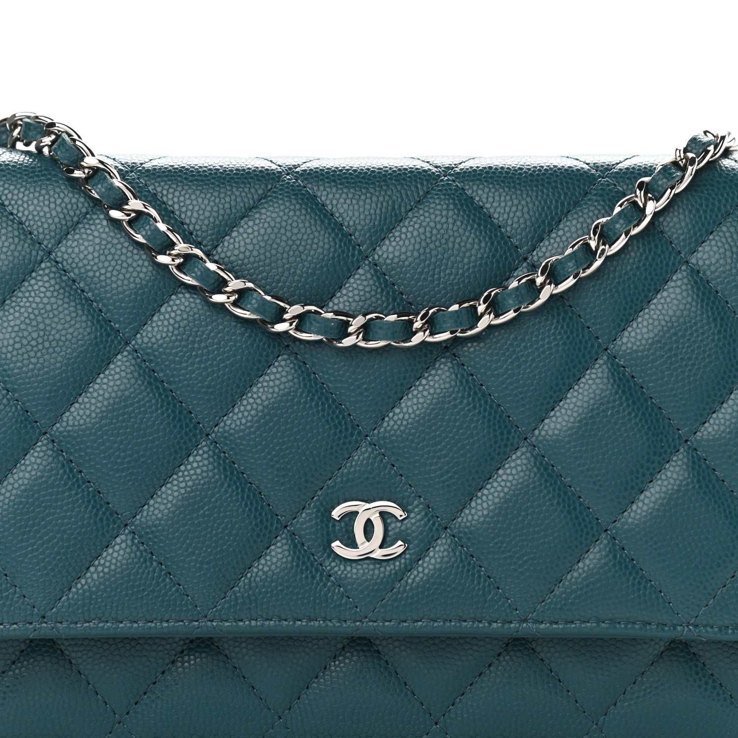 Chanel Caviar Quilted Wallet On Chain WOC Turquoise 9 of 11