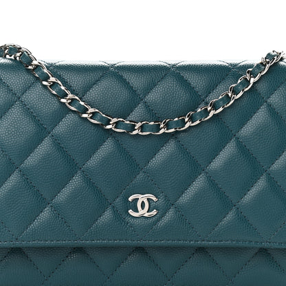 Chanel Caviar Quilted Wallet On Chain WOC Turquoise 9 of 11