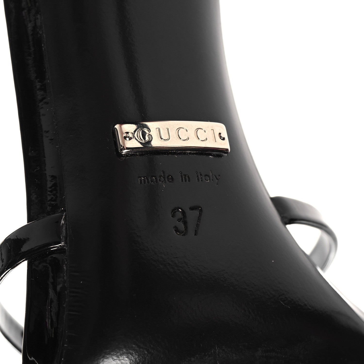 Gucci Patent Crystal Double G Ankle Wrap Sandals 37 Black 7 of 9