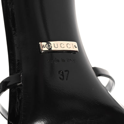 Gucci Patent Crystal Double G Ankle Wrap Sandals 37 Black 7 of 9