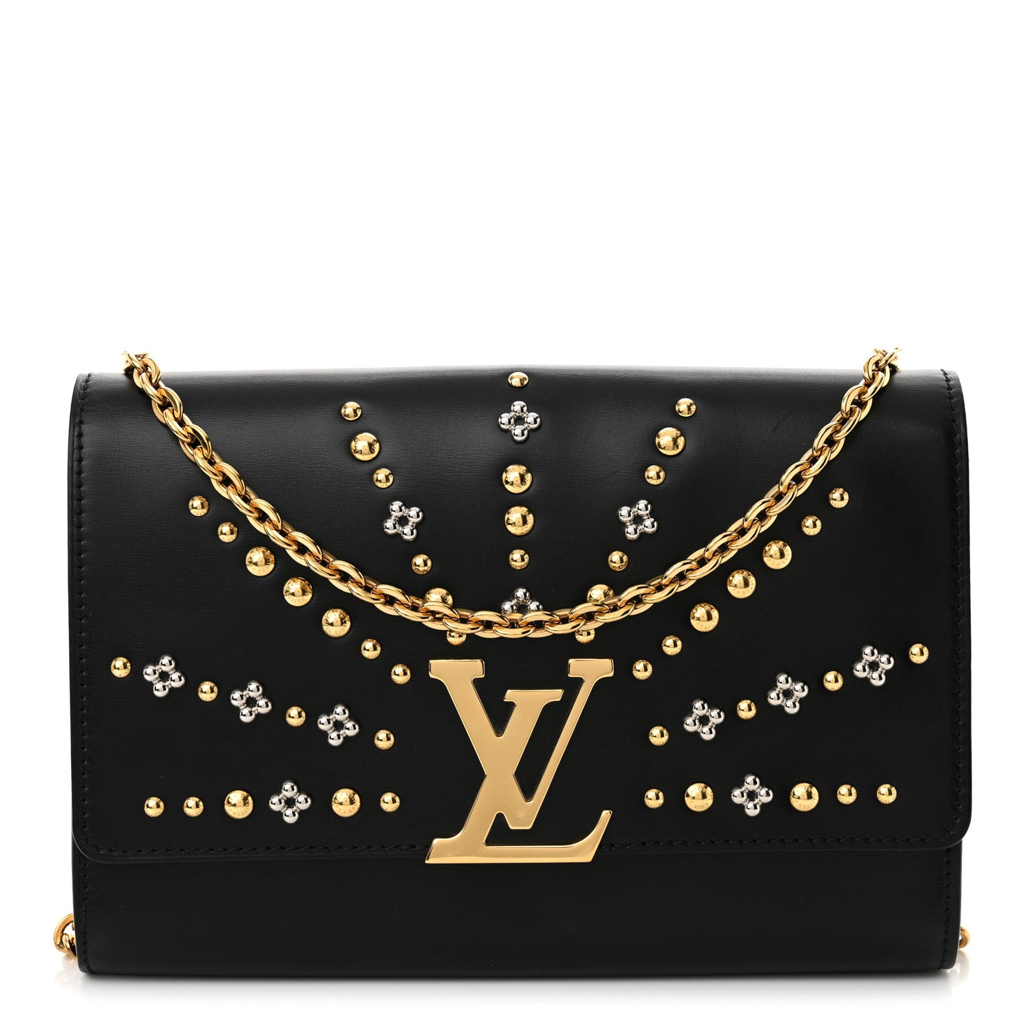 Louis Vuitton Calfskin Studded Louise Chain GM Black 1 of 12