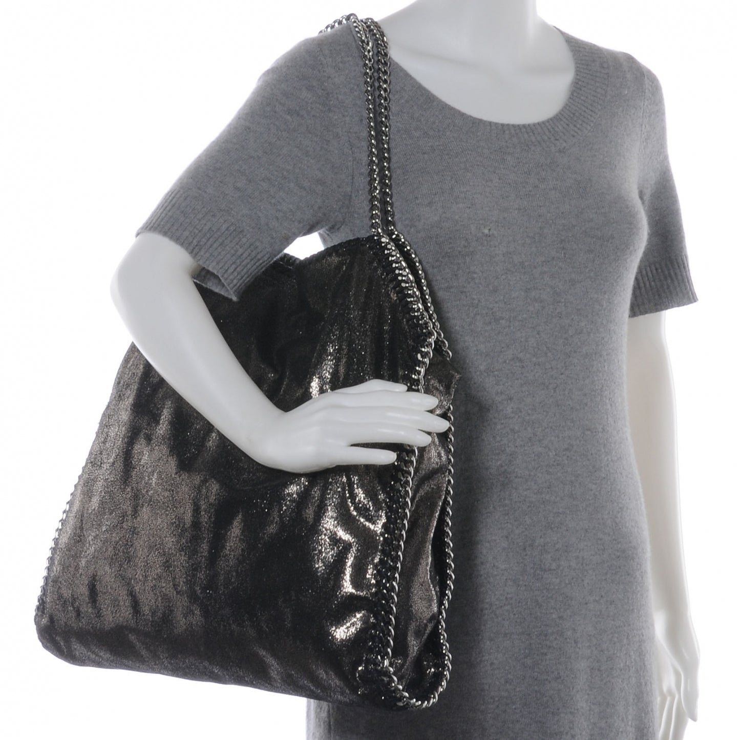 Faux Leather Falabella Chamois Tote Ruthenium