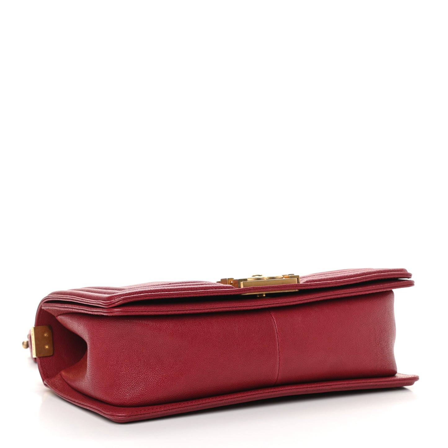 Caviar Chevron Quilted Medium Boy Flap Red