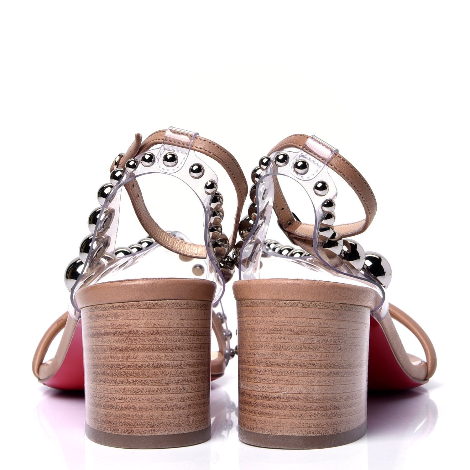 Christian Louboutin Calfskin PVC Corinne 55 Sandals 37 Beige 4 of 5