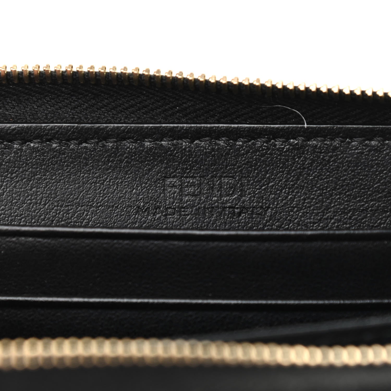 Fendi Vitello Liberty Lucido Metal Monster Eyes Mini Zip Around Wallet Black 6 of 7
