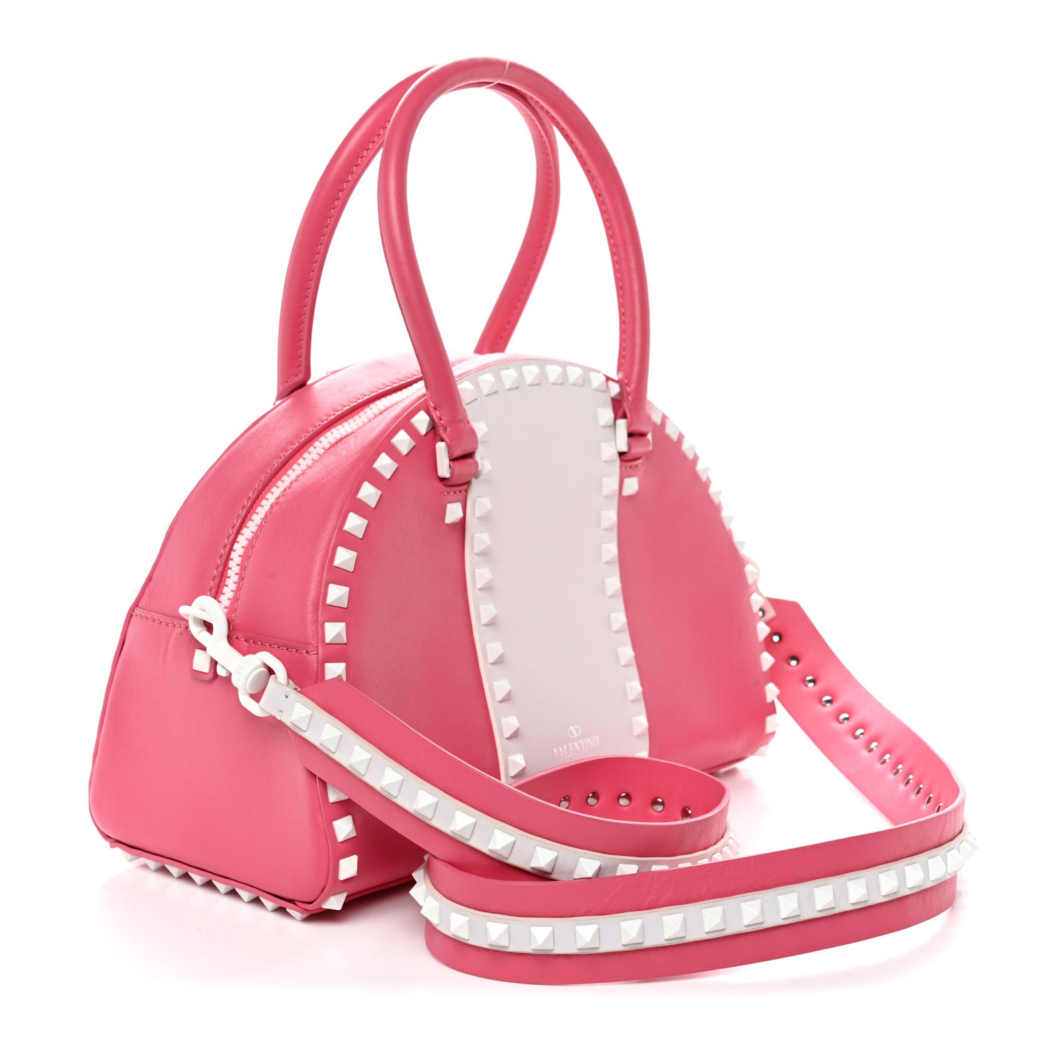 Valentino Garavani Vitello Colorblock Free Rockstud Top Handle Shoulder Bag Pink Optic White 3 of 13