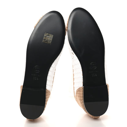 Chanel Raffia CC Cap Toe Ballerina Flats 36.5 White Beige 6 of 8