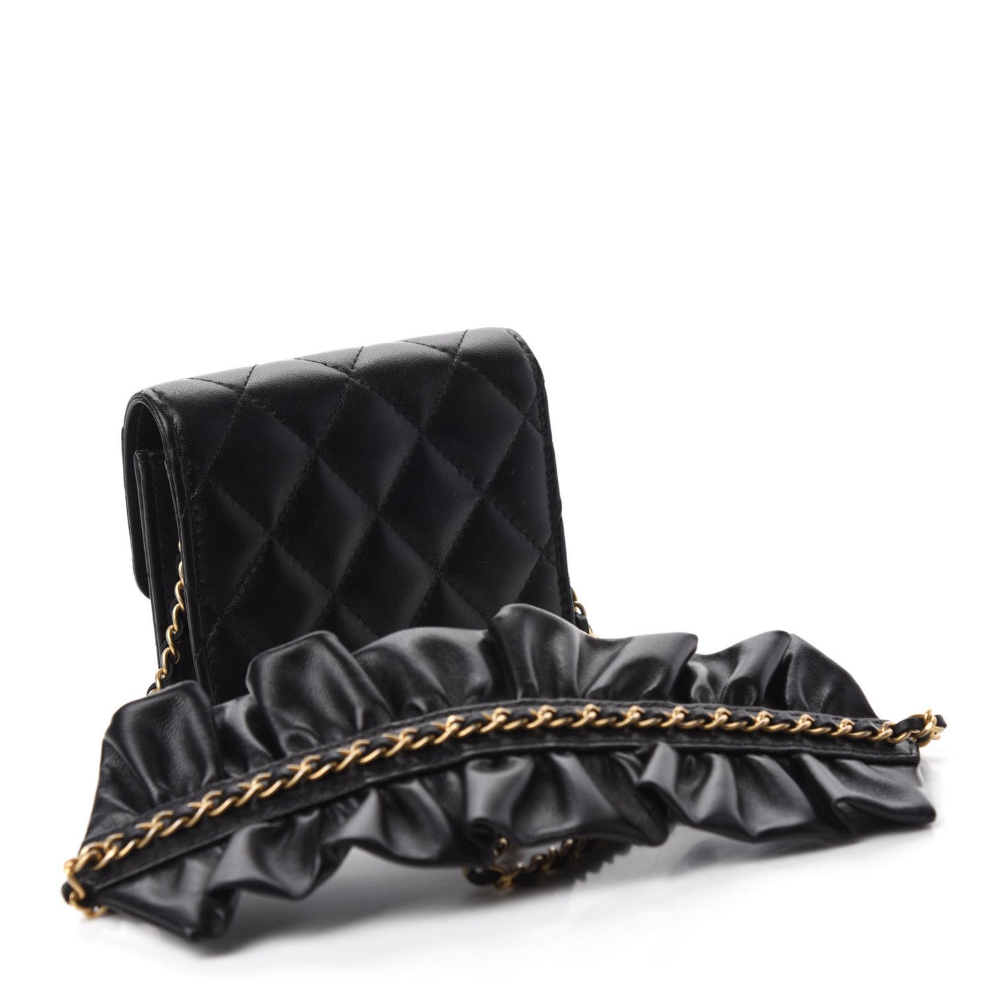Lambskin Quilted Romance Clutch With Chain Black