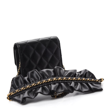 Chanel Lambskin Quilted Romance Clutch With Chain Black 3 of 12