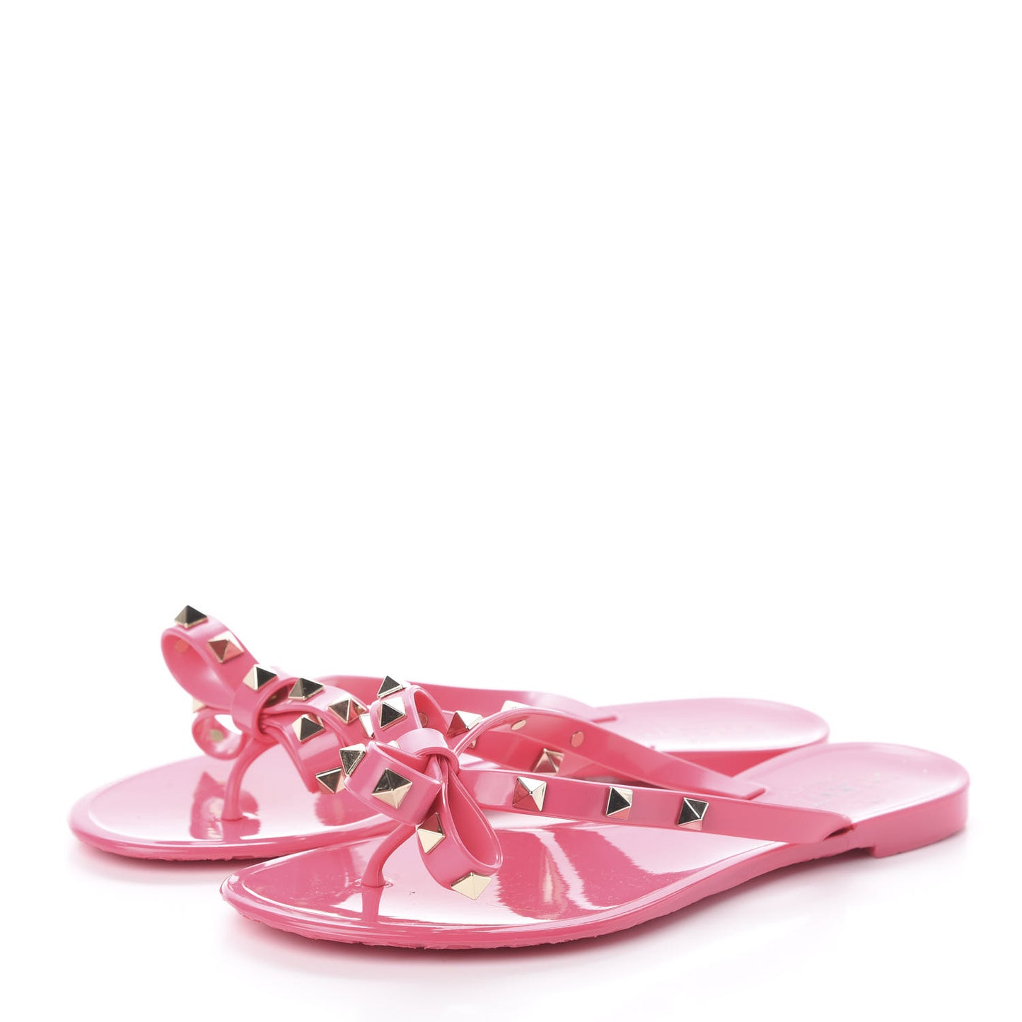 PVC Jelly Rockstud Bow Thong Sandals 36 Sweet Pink