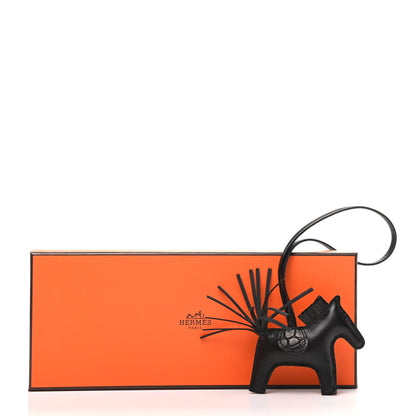 Hermes Milo Lambskin Matte Alligator Touch Grigri Rodeo Horse Bag Charm PM So Black 5 of 5