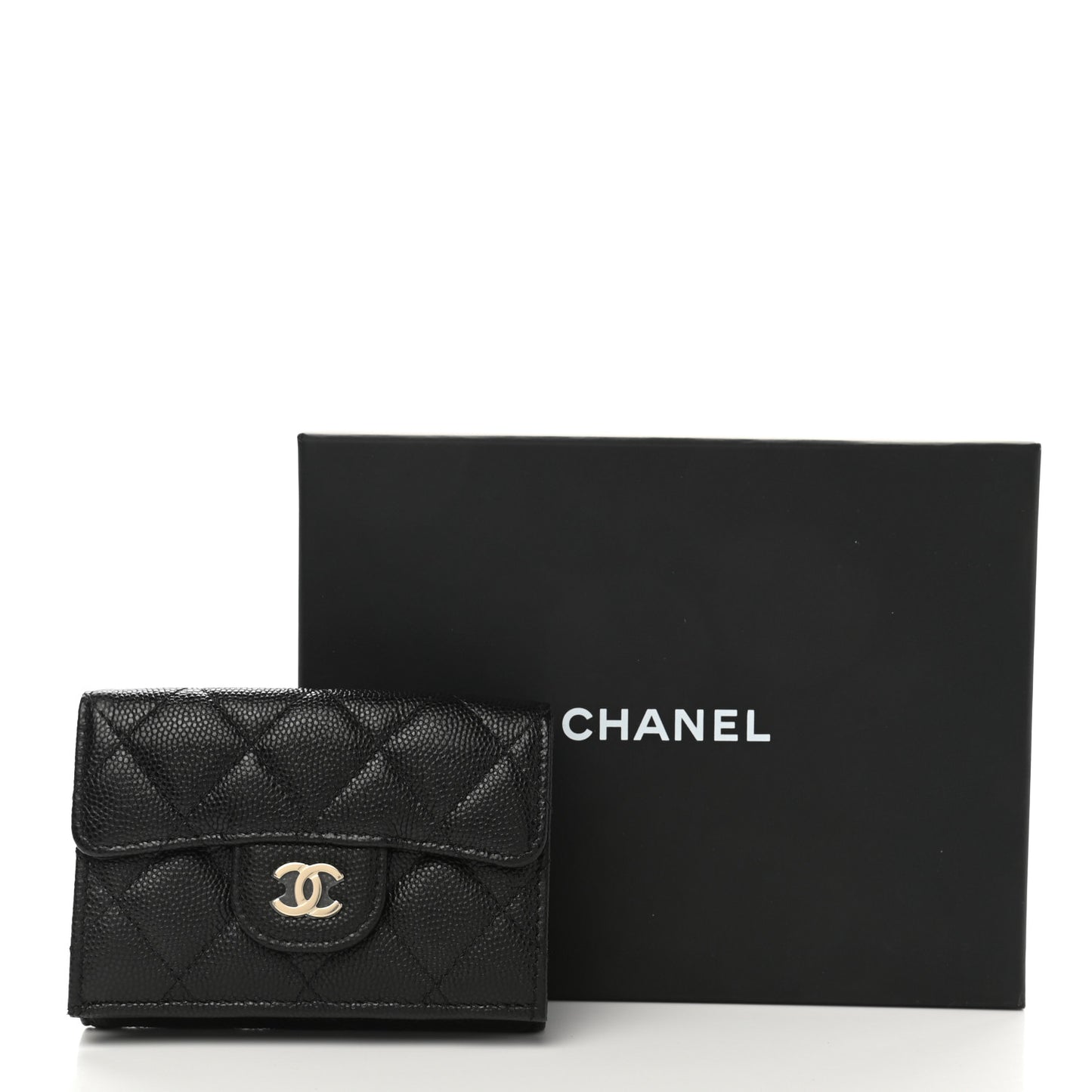 Caviar Quilted Double Flap Wallet Black