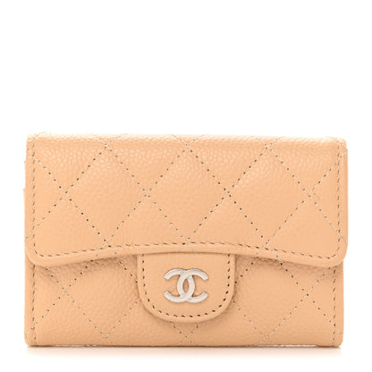 Chanel Caviar Quilted Flap Card Holder Wallet Beige 1 of 8