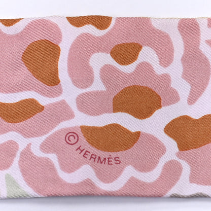 Hermes Silk Bingata Twilly Vieux Rose Vert De 3 of 4