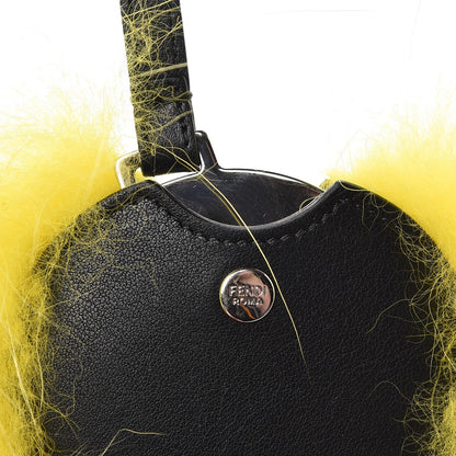 Fendi Fox Mink Fur Mirror Monster Bag Bug Charm Black Yellow 4 of 6