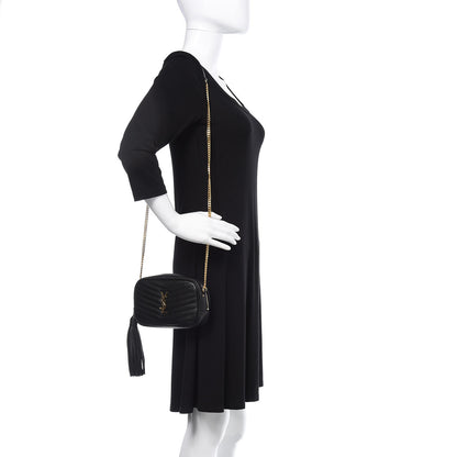 Saint Laurent Grain De Poudre Matelasse Monogram Mini Lou Camera Bag Black 1 of 10