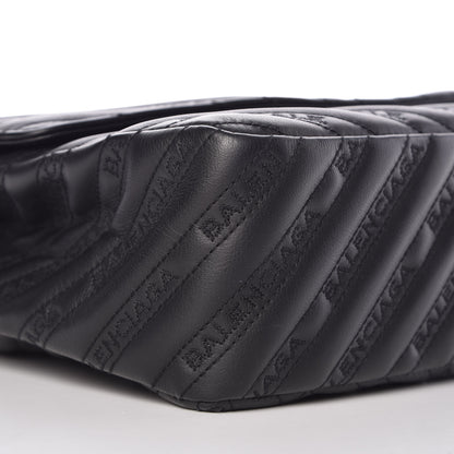 Balenciaga Calfskin Logo Matelasse Large BB Flap Chain Shoulder Bag Black 5 of 11