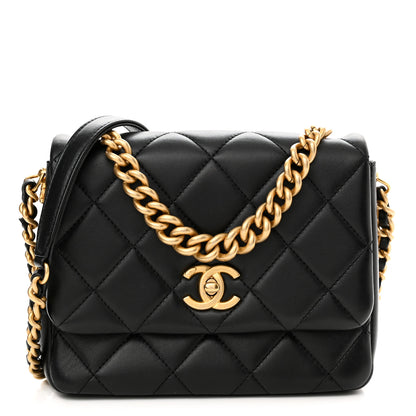 Chanel Lambskin Quilted Small Side Note Flap Black 1 of 12