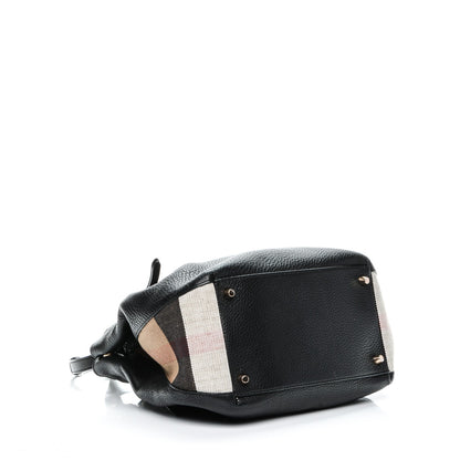 Burberry Grainy Calfskin House Check Small Maidstone Black 5 of 7