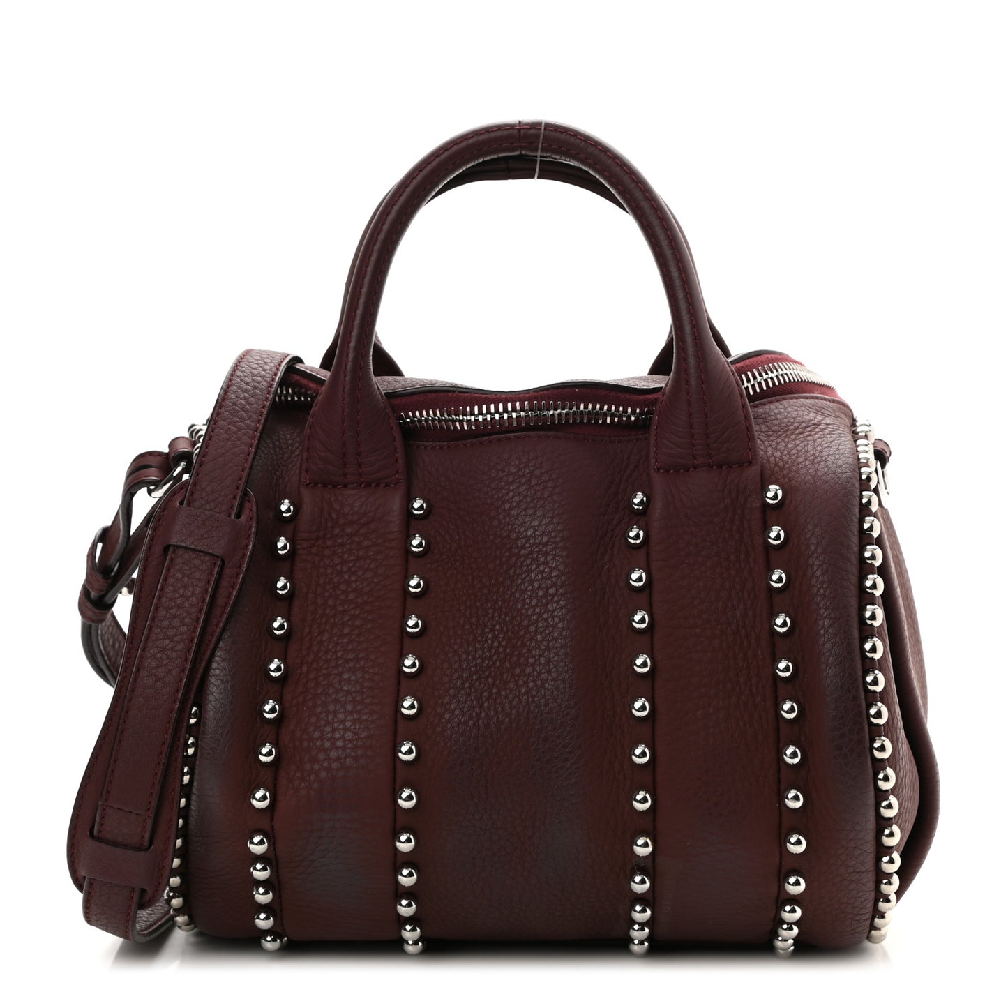 Calfskin Studded Rockie Matte Beet Rodium Hardware