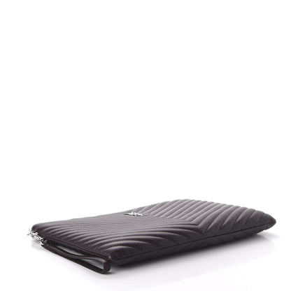 Saint Laurent Calfskin Matelasse Chevron Monogram Document Holder Amaranto 4 of 11